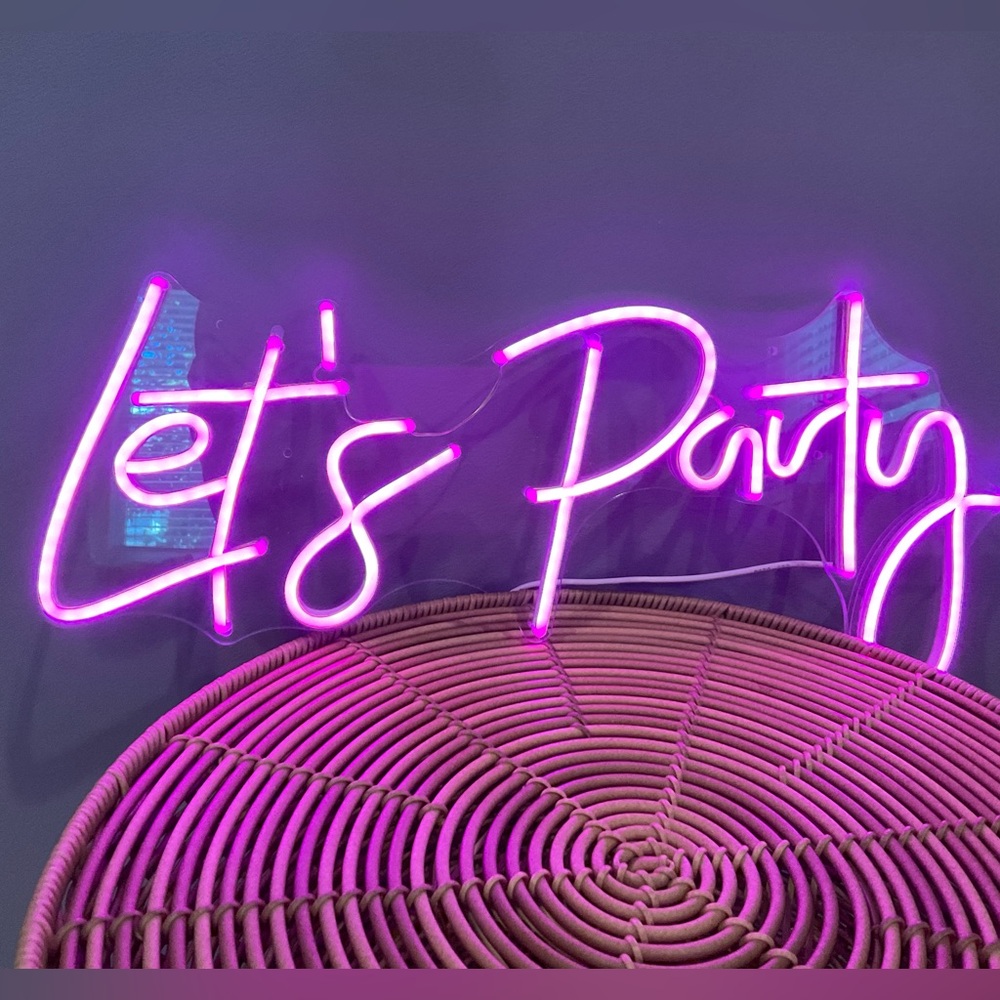Let’s Party Neon Pink Sign Wall Plug-In